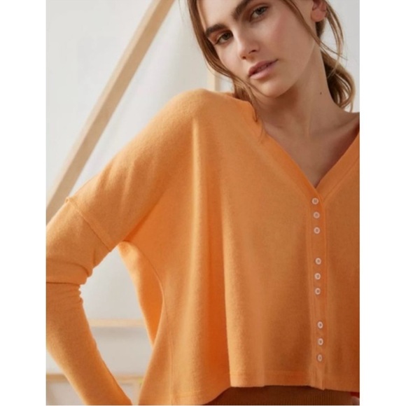 Urban Outfitters Sweaters - UO Out From Under BouncePlush Chloe Orange Button Up Cardigan Top XS Loungewear